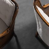 Pair of vienna bouclé straw armchairs vintage 30s