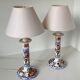 Paires de lampes en faïence fine de Gien décorée à la main