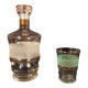 Carafe and glass in granite glass and gold edging