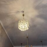 Kinkelkdey brass and faceted glass 3-level chandelier, 1960s