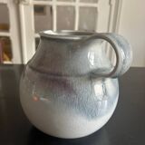 large blue ceramic pitcher