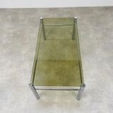 Coffee table chrome and smoked glass 70s