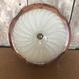 Old Bubble Glass Ceiling Light + Vintage Wood Contour #A705