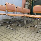 Set of 10 vintage chairs Marcel Breuer cesca b32 wood and skaï 1960