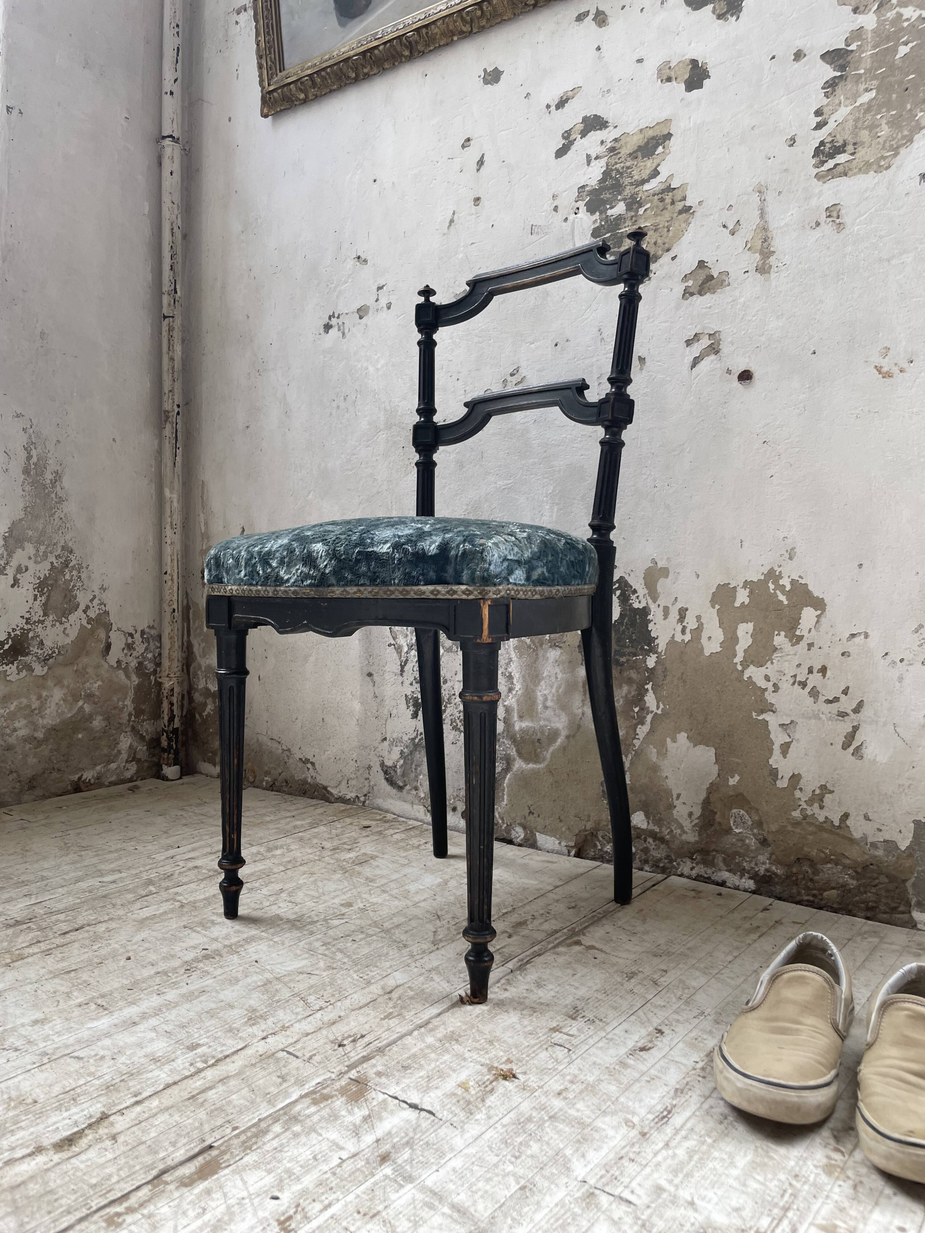 Chaise Napoléon 3 velours bleu