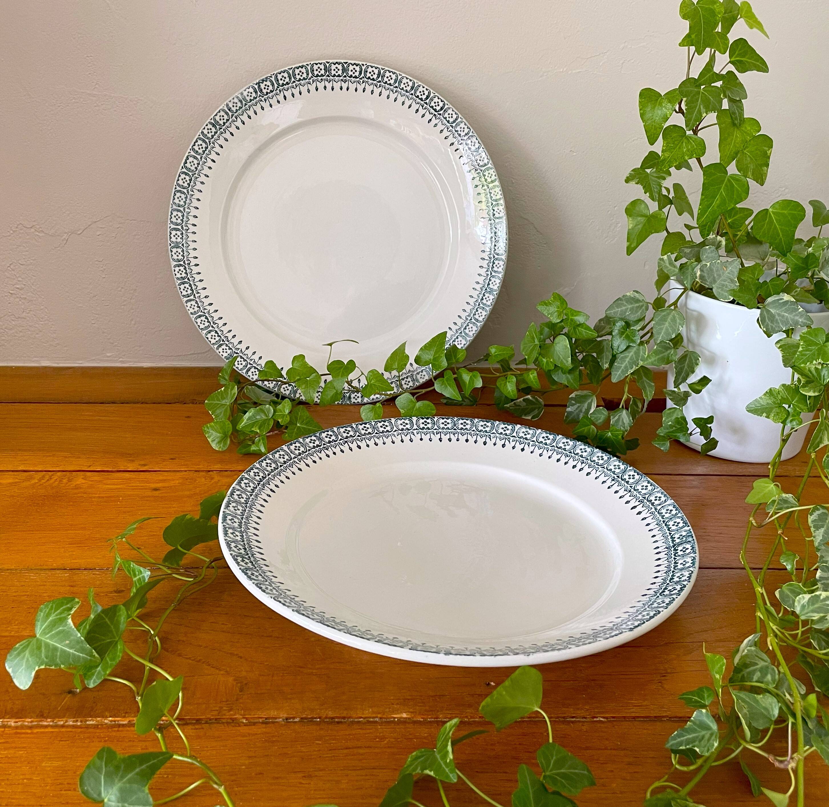 Pair of antique earthenware dishes from Saint-Amand (North)
