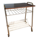 Table trolley for vinyls or magazines in gold metal and formica