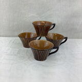 4 cups made in France Sarreguemines Domino model