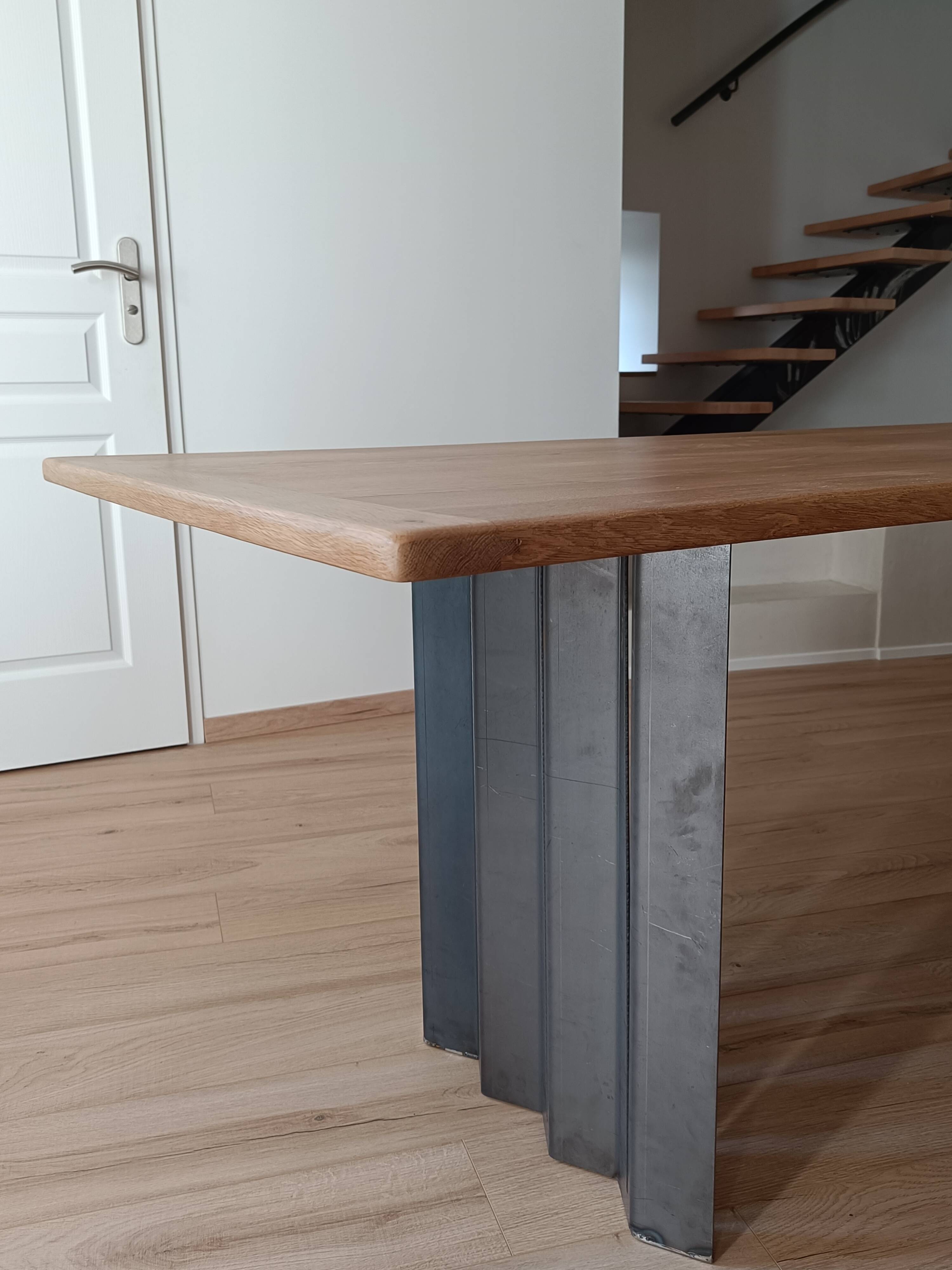 Oak and steel design table