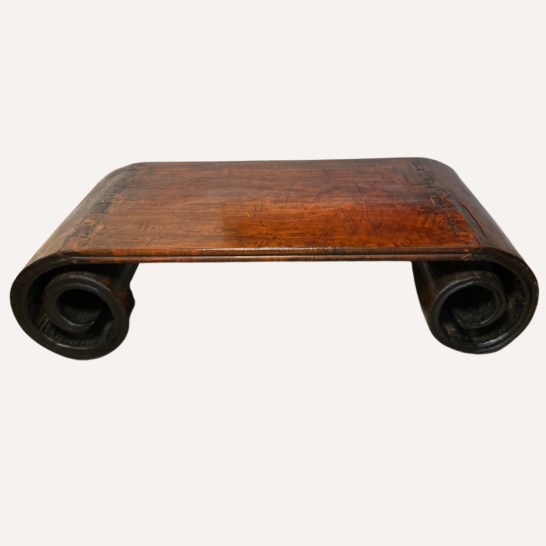 Midcentury Chinese antique scroll coffee table