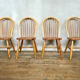 Series of 4 chairs in pine 1970
