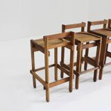 Vintage wooden bar stools 1960, set of 4
