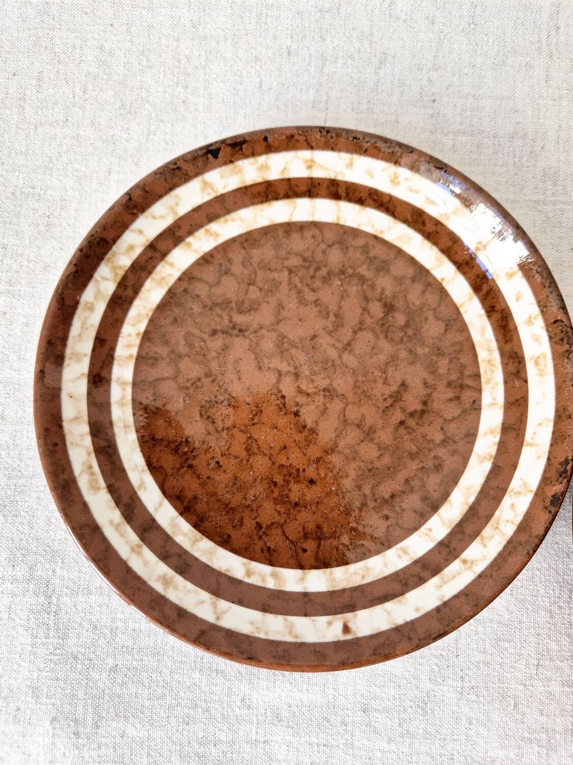 Set of 2 cups + 2 stoneware plates "Mary" - Digoin Sarreguemines Vintage