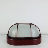Prisma industrial bulkhead wall light, red, vintage