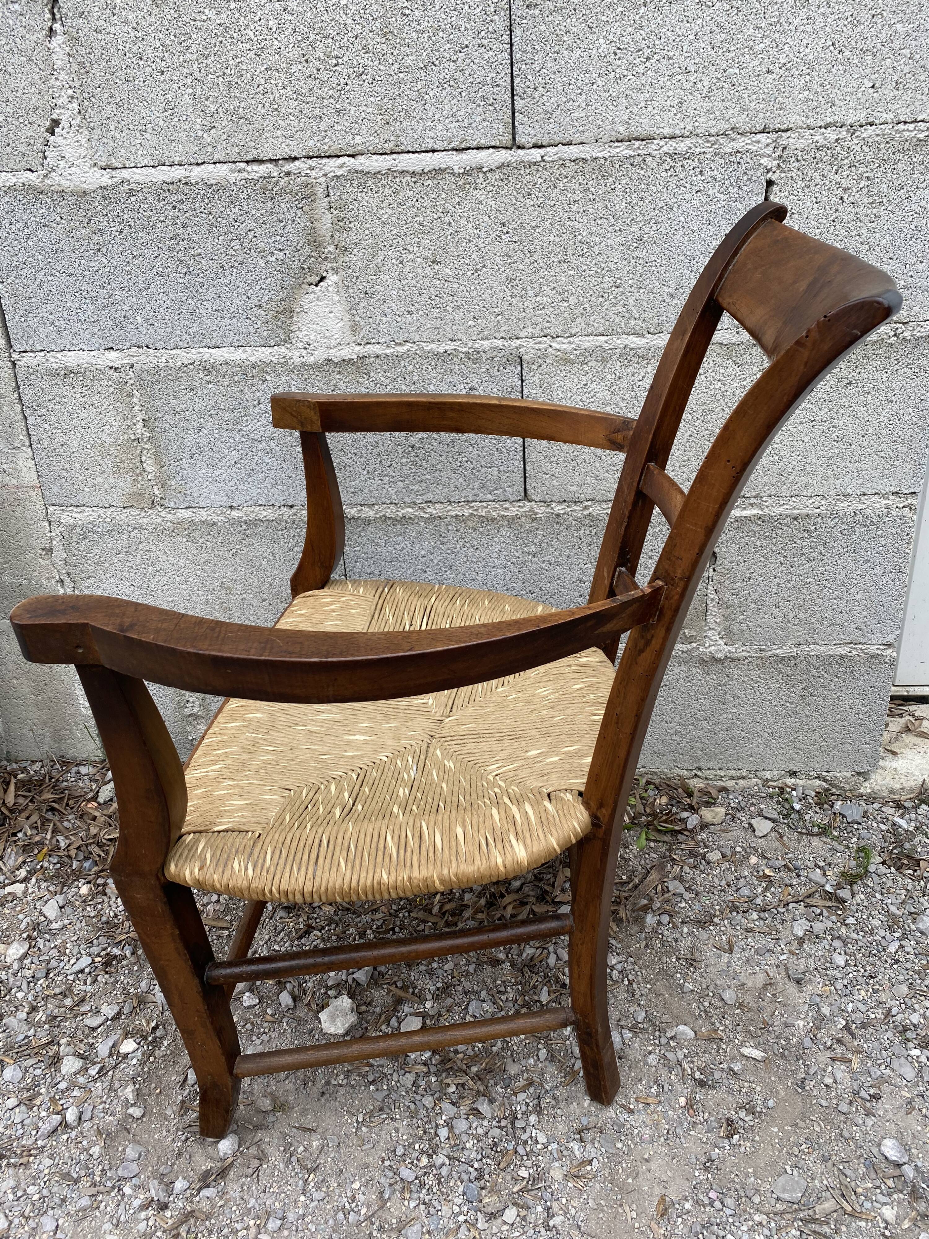 Antique straw armchair