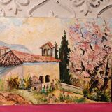 Oil painting on canvas Chapel Antonaves Hautes Alpes signed Bertrand