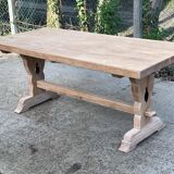 Extendable monastery table renovated in solid raw oak 180 260cm