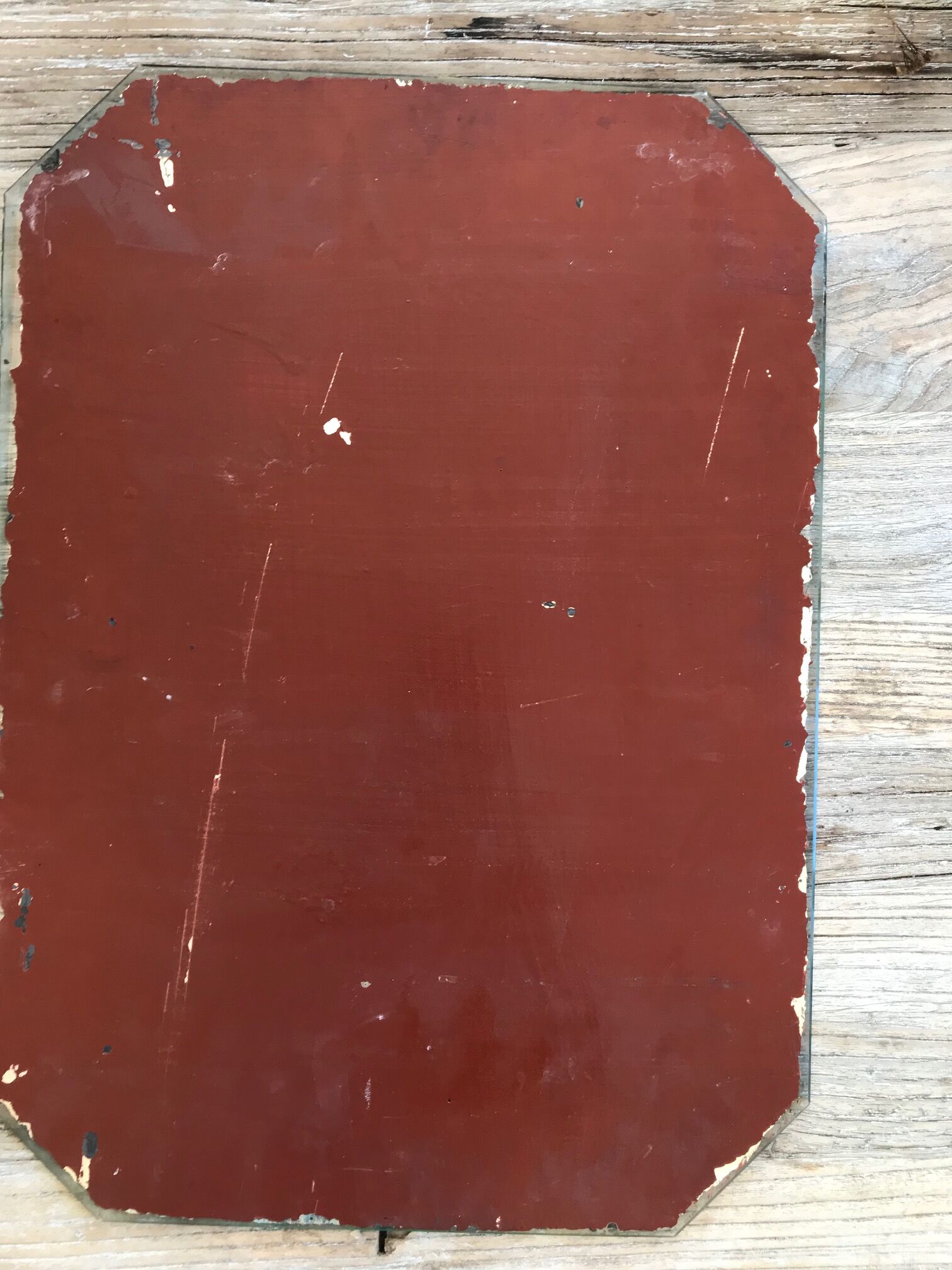 Old octagonal beveled mirror