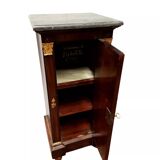 Antique bedside table - napoleon iii column mahogany marble 19th century