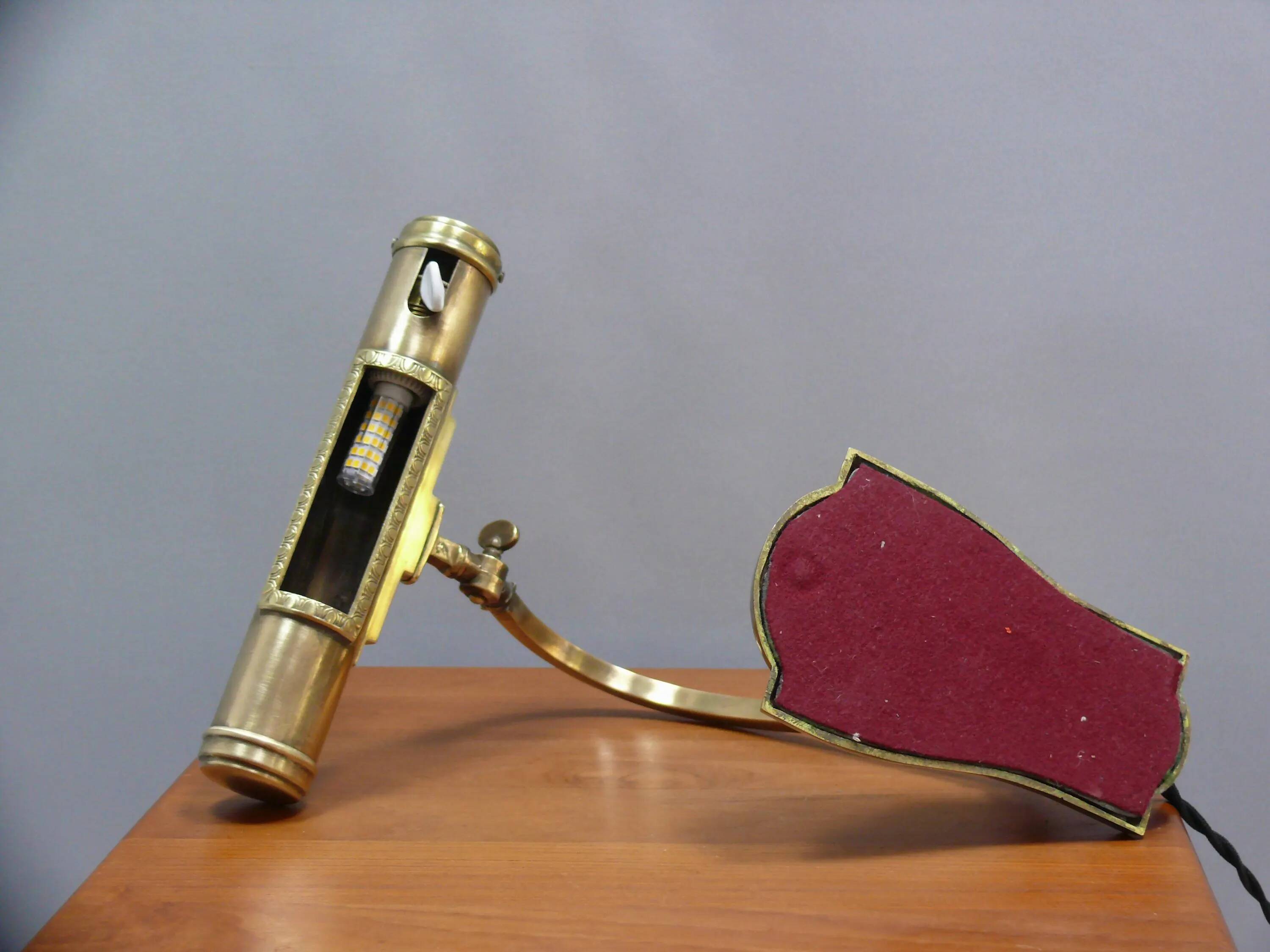 Art Deco brass piano lamp with rotary switch socket