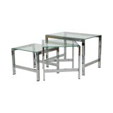 Space Age Nesting Tables Chrome Clear Glass Sixties Design Side Table