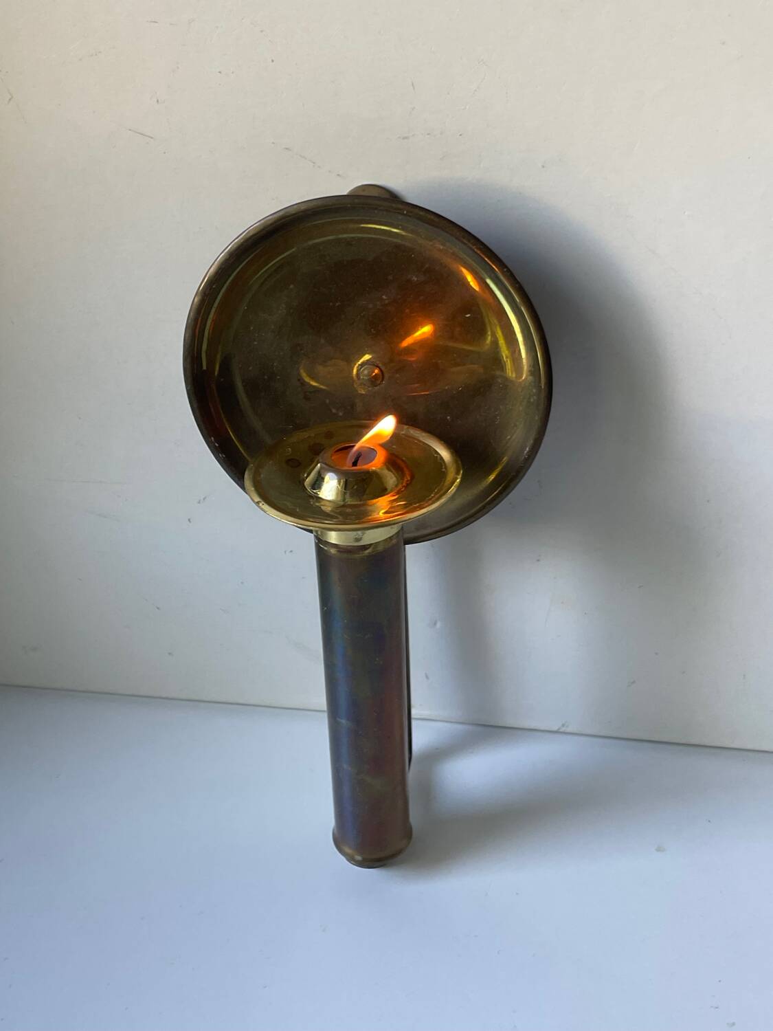 Vintage brass Scandinavian Art Deco wall candle holder sconce