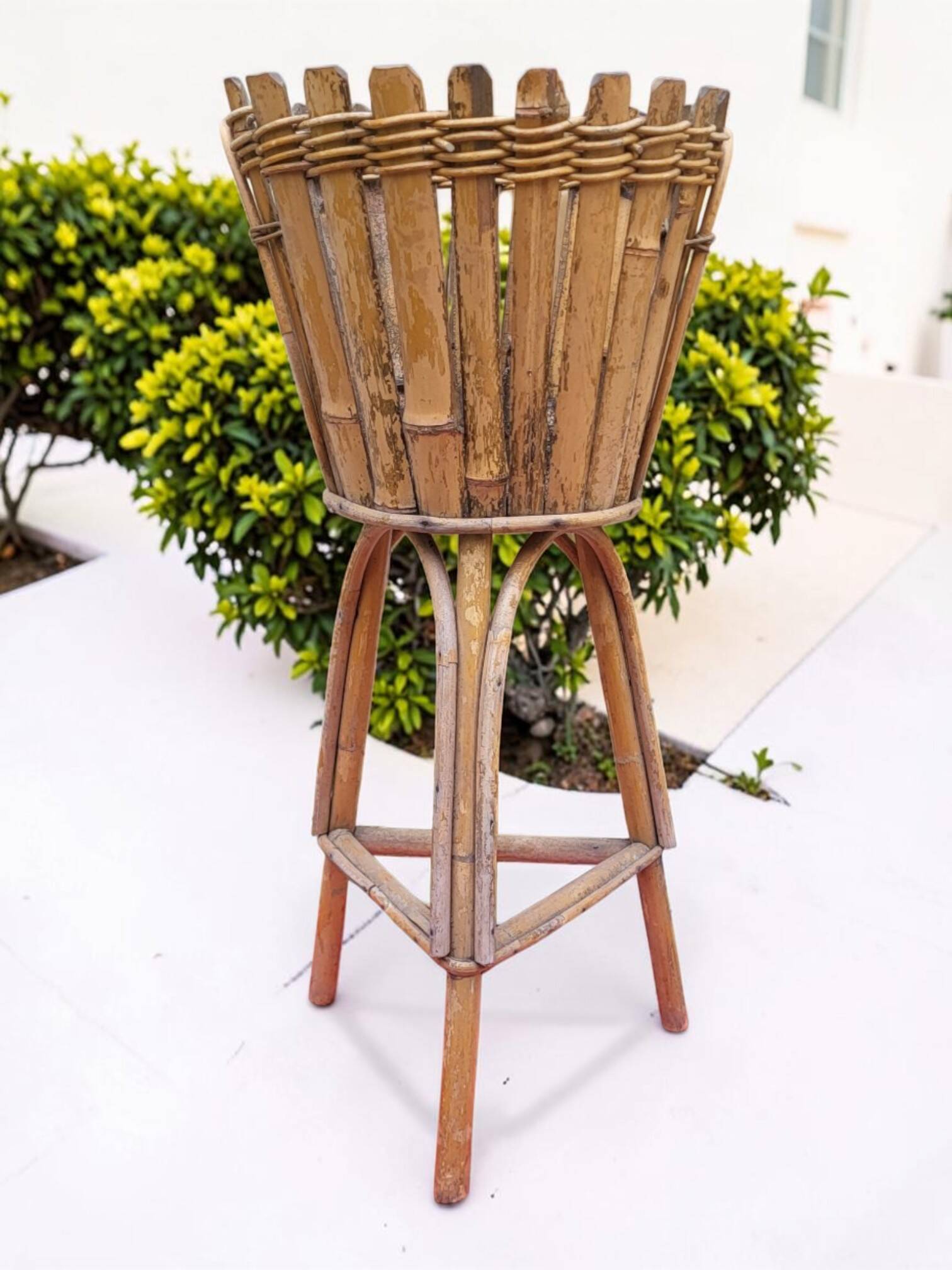 1960s rattan plant stand