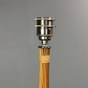Set of 2 pencil reed rattan bamboo and chrome table lamps, 1980s