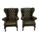 Bergères armchairs chesterfield green leather