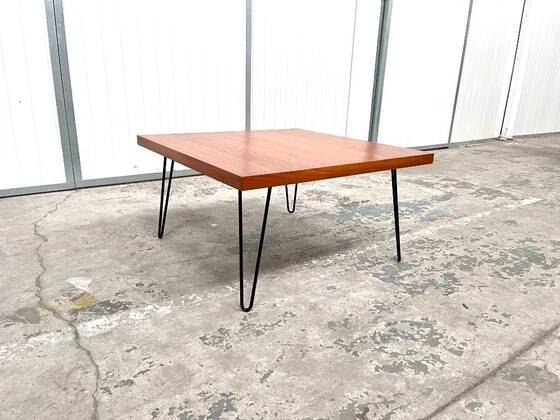 Teak coffee table with hairpin legs