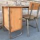 Vintage children's desk and its chair, Hitier spirit, 1950s modernist.