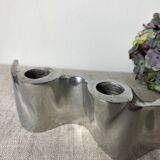 Brushed aluminum candle holder