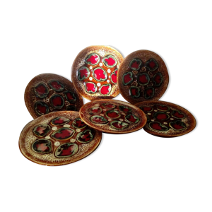 6 assiettes a huitres en barbotine