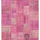 Hand-Knotted Oriental Overdyed 207 cm x 301 cm Pink Patchwork Carpet