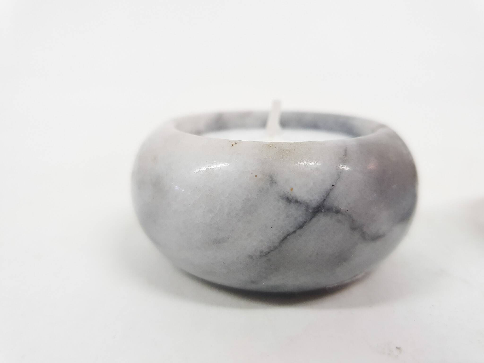 Set of two marble tea light holders, The Netherlands 1970's