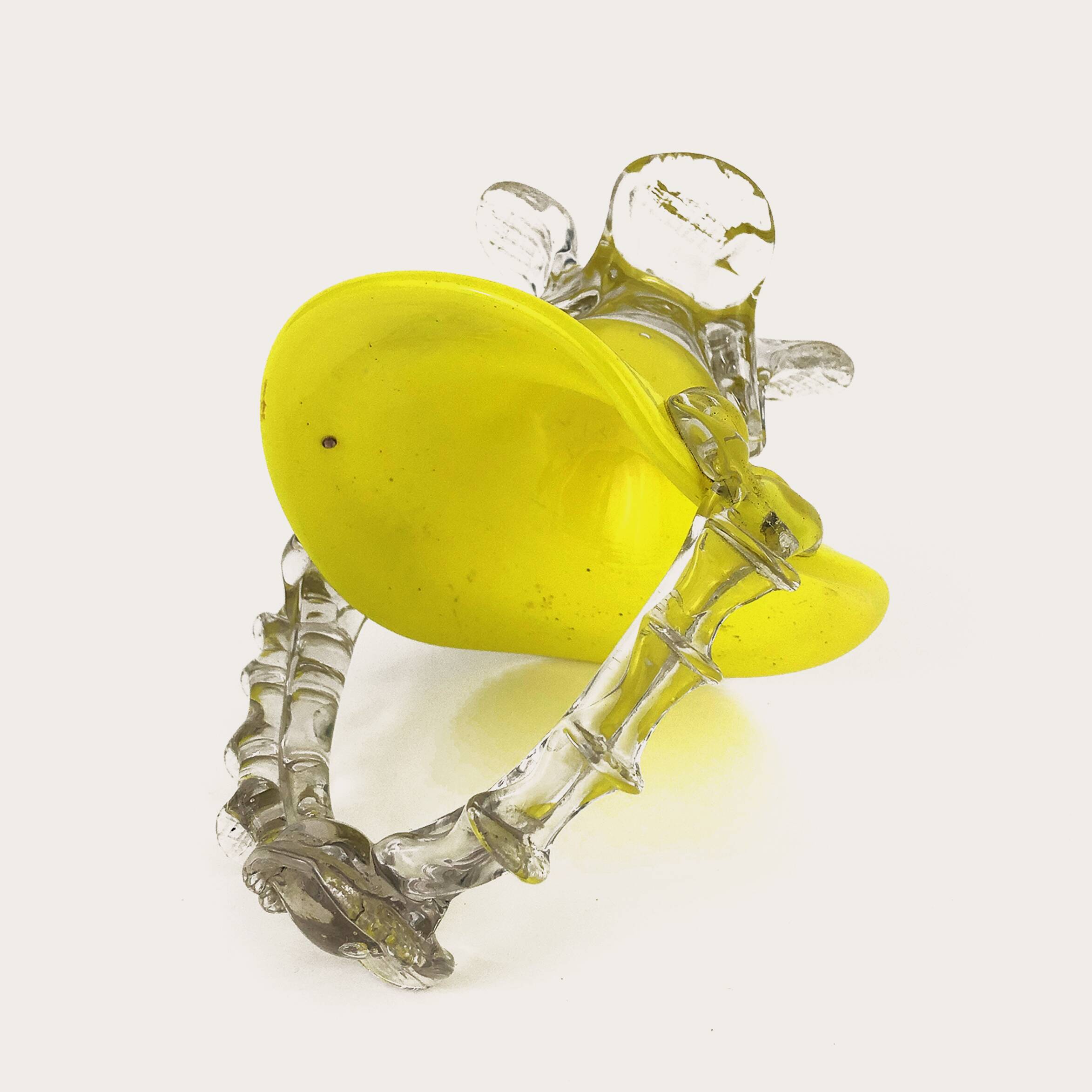 Lemon curd glass bowl and translucent irregular floral ornaments