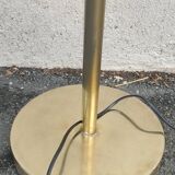 brass floor lamp with articulated reading arm 1970 and its red lampshade