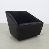 Postmodern Lounge Chair in Leather on wheels by COR