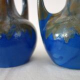 Pair of porcelain stoneware vases with flamed effect, signed Alphonse Mouton, 1960s