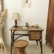 Rattan desk and vintage canning