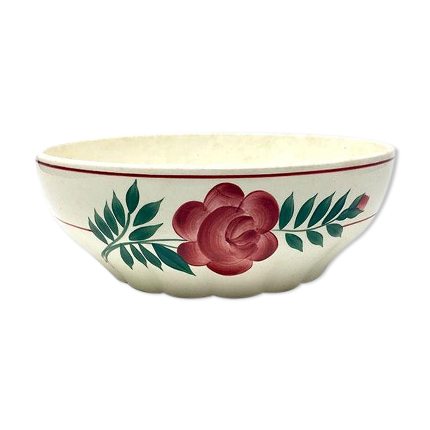Red floral ceramic salad