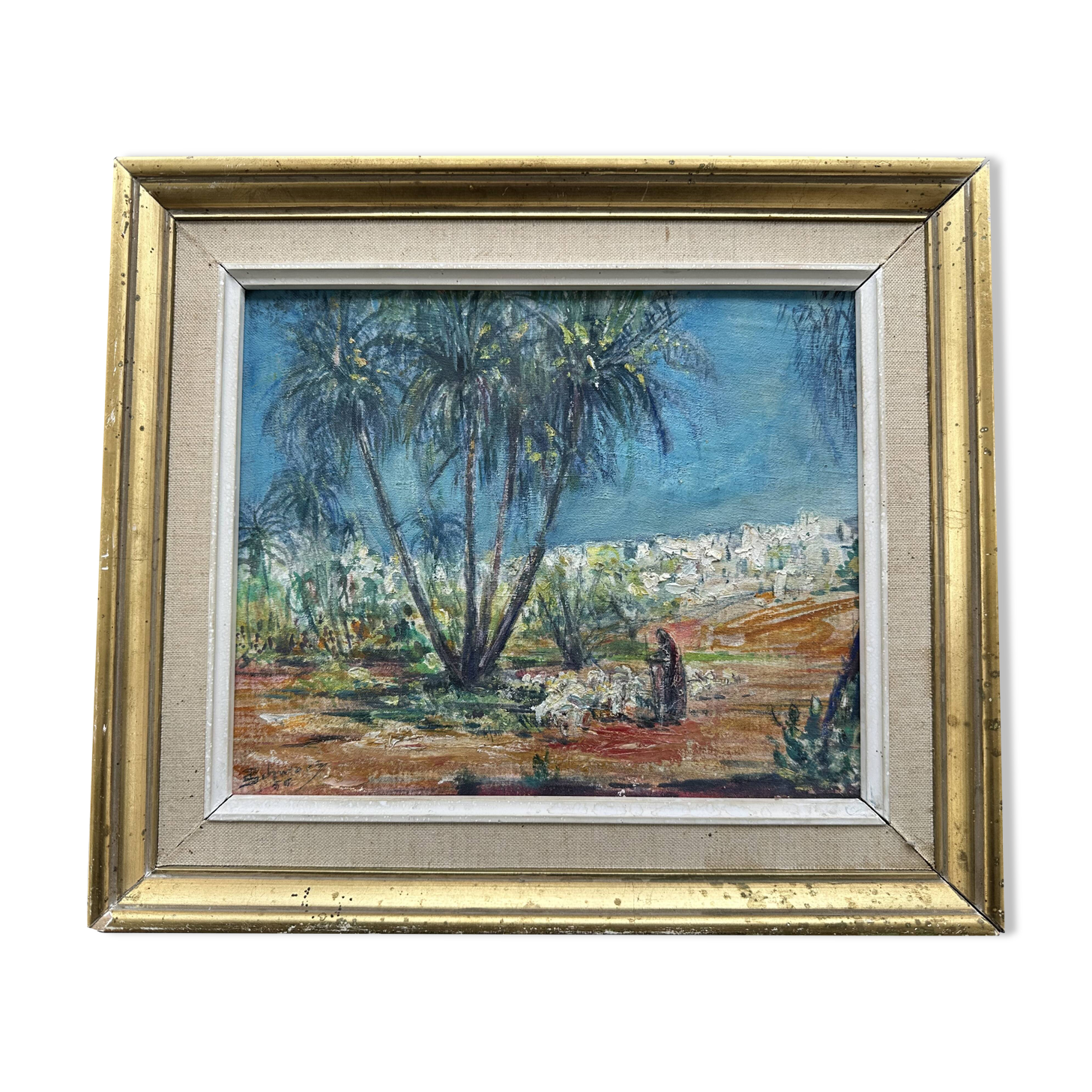 Orientalist painting signed circa 1950, "GAFSA - Tunisia"