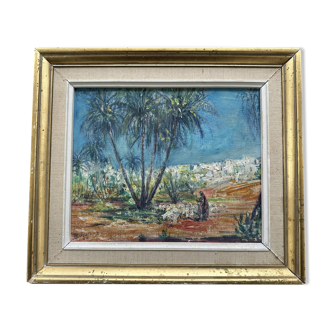Orientalist painting signed circa 1950, "GAFSA - Tunisia"