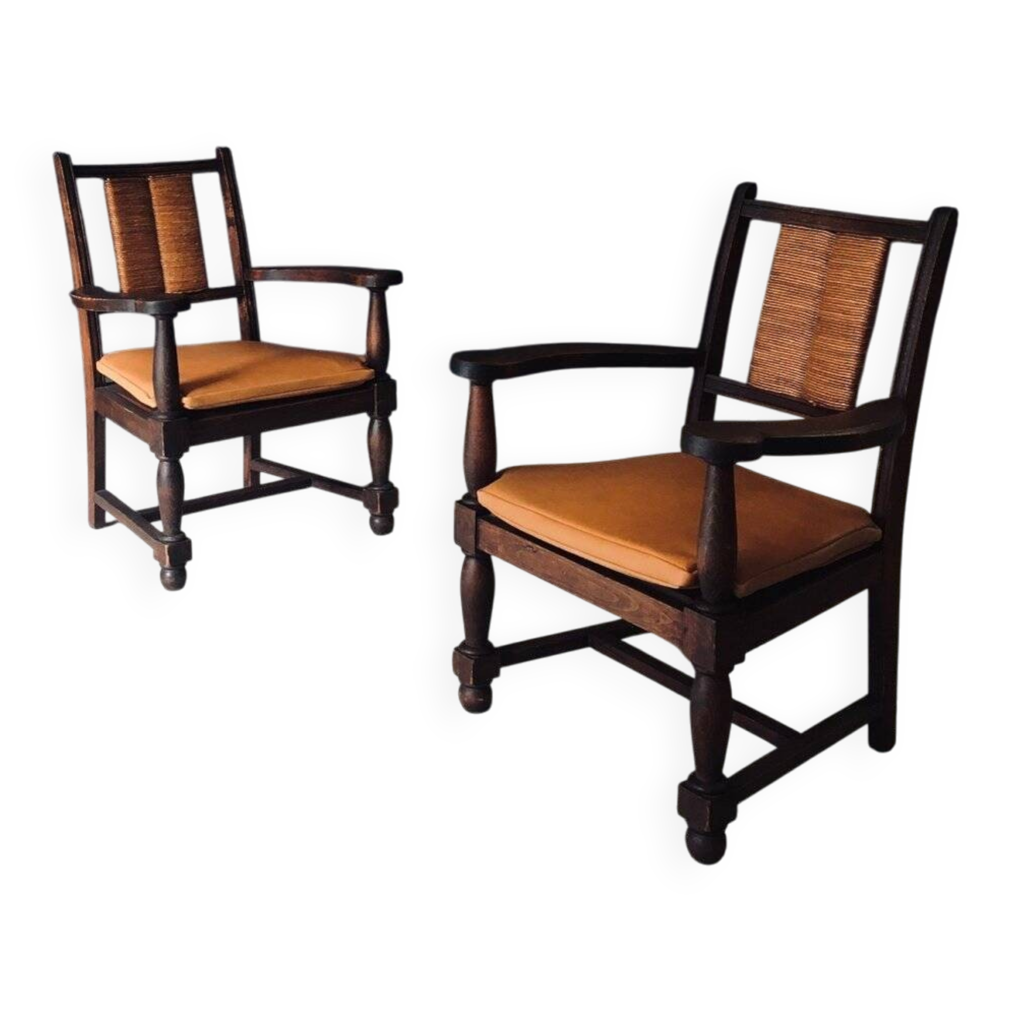 Mid-Century Modernist Armchairs in the style of Francis Jourdain, France, 1940s, Set of 2
