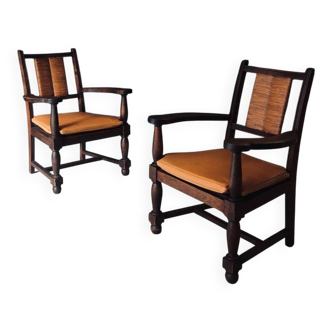 Mid-Century Modernist Armchairs in the style of Francis Jourdain, France, 1940s, Set of 2