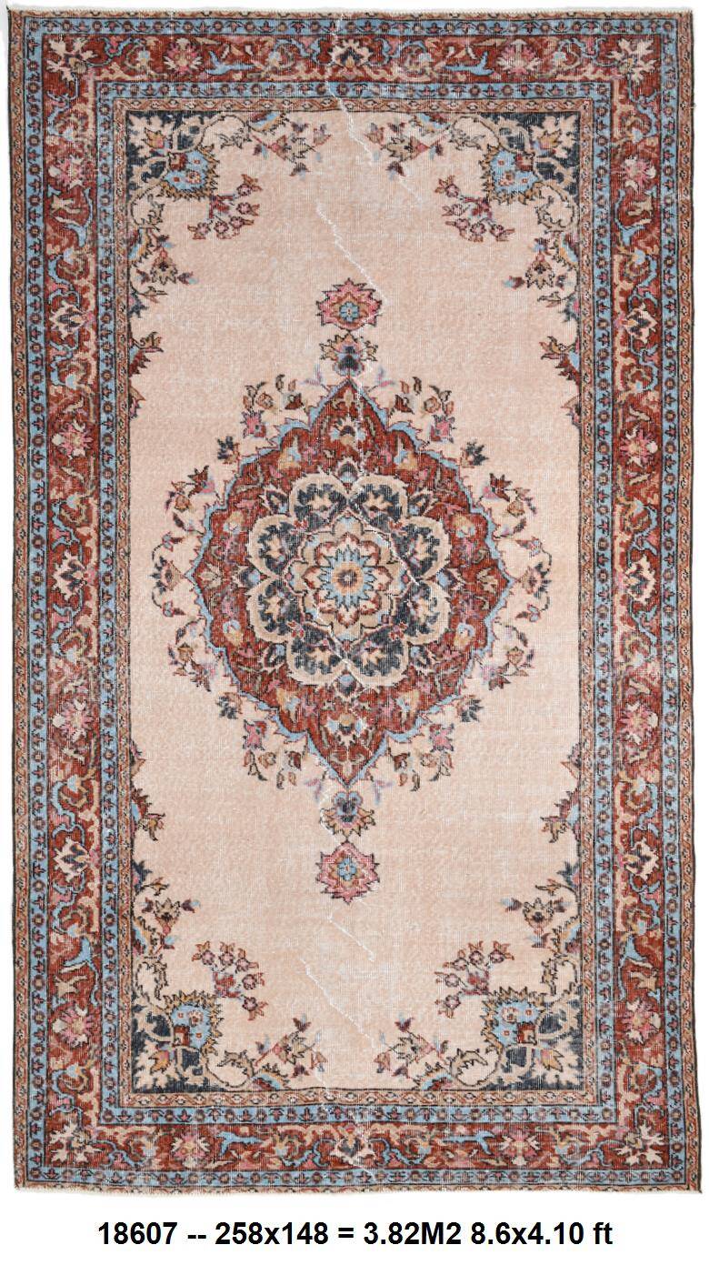 Medallion vintage carpet, one of a kind vintage rug, brown red turkish rug