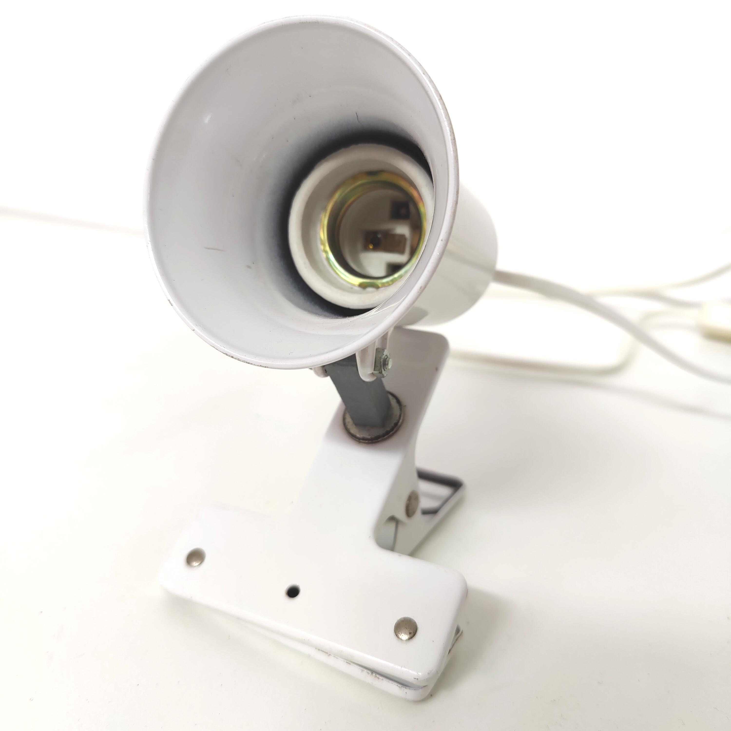 Spot lamp with clip Lita metal white 70s