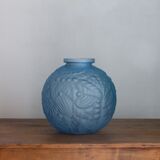 Vase ball art deco in blue glass