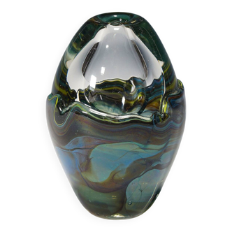 Vintage studio glass designed by the German artist Udo Edelmann 1988.