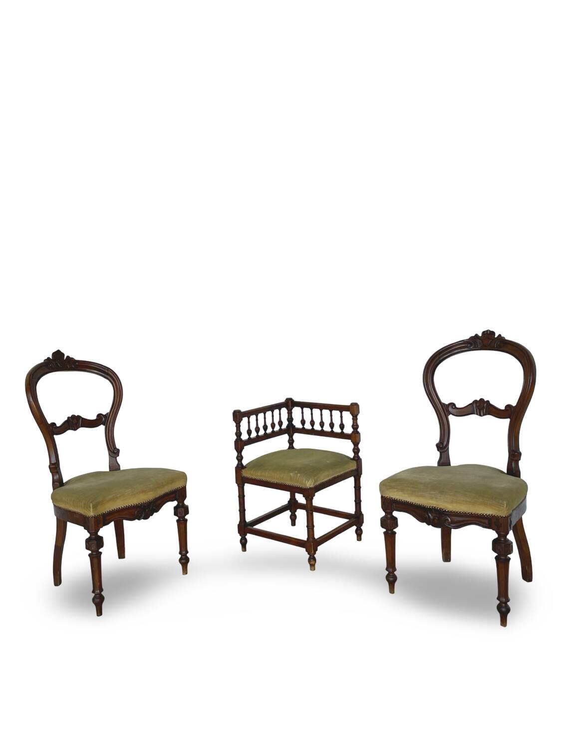 2 chaises et 1 chaise de coin italiennes, années 1950